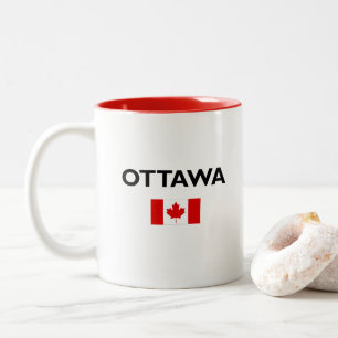 Caneca De Café Em Dois Tons Ottawa Canadá Flag Light-Color