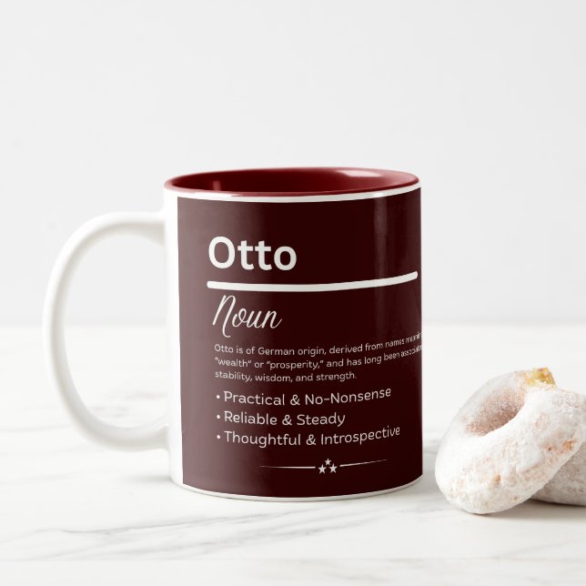 Caneca De Café Em Dois Tons Otto Personalized Name (Com Donut)