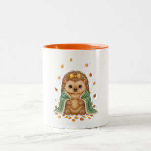 Caneca De Café Em Dois Tons ouriço Aconchegante de Outono   Ouriço de Outono c