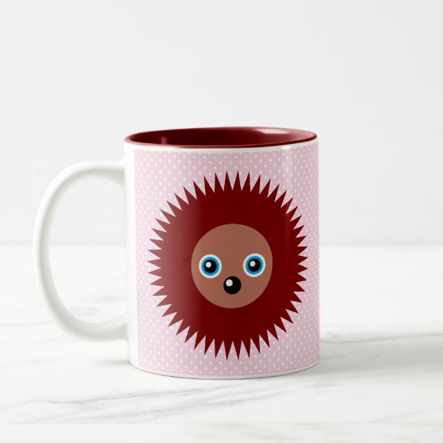 Caneca De Café Em Dois Tons Ouriço pequeno bonito (Esquerda)