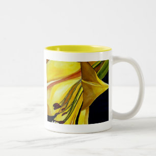 Caneca De Café Em Dois Tons Ouro Amarelo Esplendor Lily Arte original