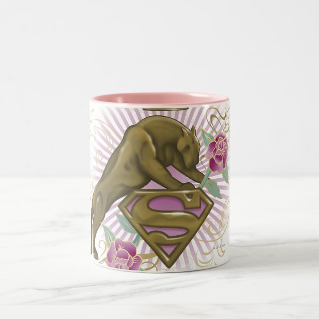 Caneca De Café Em Dois Tons Ouro de Supergirl Cat 4 (Centro)
