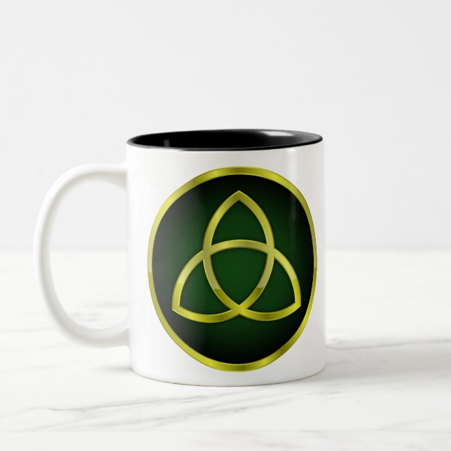 Caneca De Café Em Dois Tons ouro e triquetra verde (Esquerda)