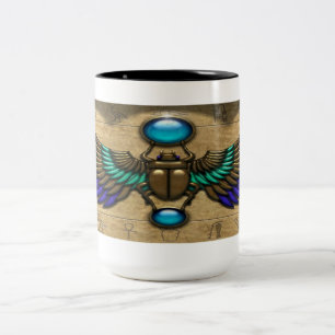 Caneca De Café Em Dois Tons Ouro Egípcio Scarab Coffee Mug