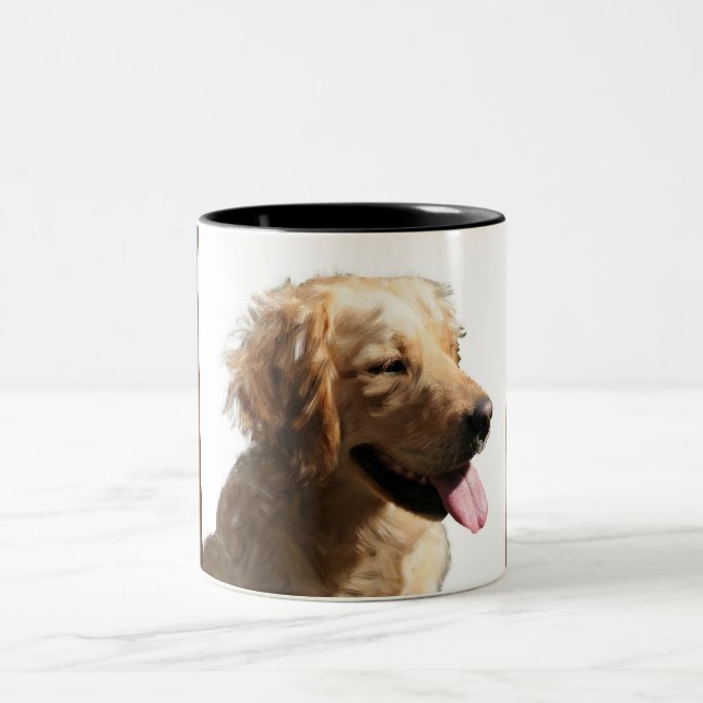 Caneca De Café Em Dois Tons Ouro Feliz, Retriever Mug (Centro)
