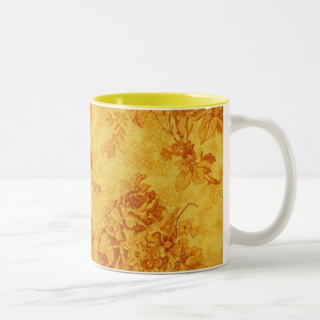 Caneca De Café Em Dois Tons Ouro Flor Mug (Direita)