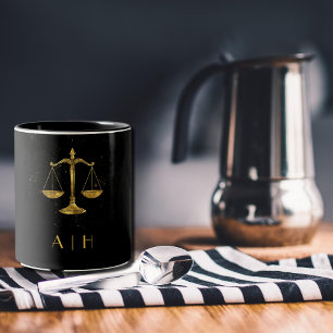 Caneca De Café Em Dois Tons Ouro Libra Zodiac - Monograma Personalizado
