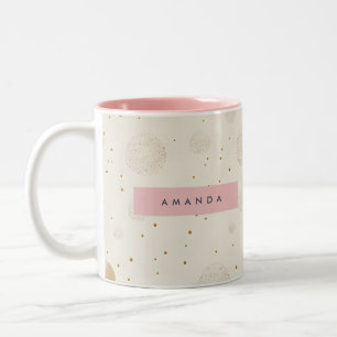Caneca De Café Em Dois Tons Ouro Macio Personalizado com Bolinhas no Estilo Mi