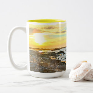 Caneca De Café Em Dois Tons Ouro Pai de fotografia natural do Sunset Ocean