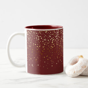 Caneca De Café Em Dois Tons Ouro Petite Stars Café Mug-Burgundy Wine