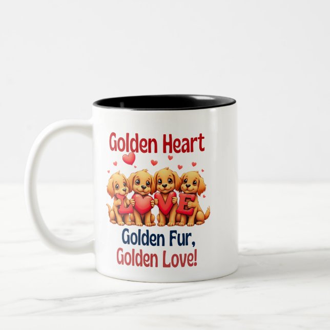 Caneca De Café Em Dois Tons Ouro Recupera o Cachorro Cachorro LOVE (Esquerda)