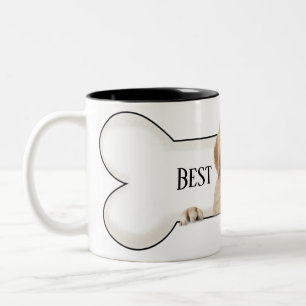 Caneca De Café Em Dois Tons Ouro Retriever no osso do cão