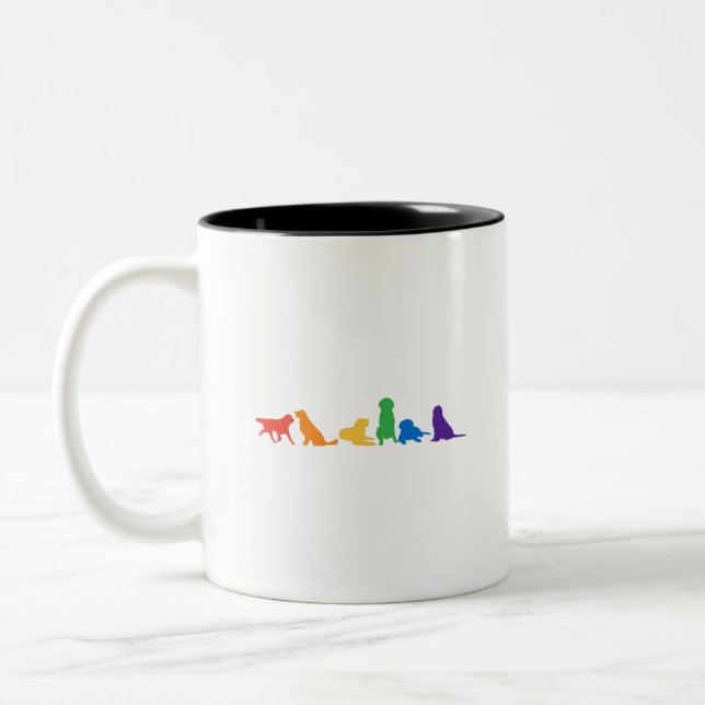 Caneca De Café Em Dois Tons Ouro Retriever Rainbow (Esquerda)
