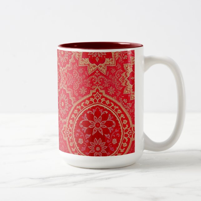Caneca De Café Em Dois Tons OURO Vermelho ORIENTAL - Mug, Taça (Direita)