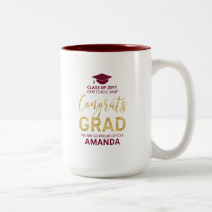 Caneca De Café Em Dois Tons Ouro & Vermelho   Presente Personalizado de Format