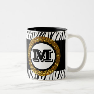 Caneca De Café Em Dois Tons Ousado & Sofisticado Vida Selvagem Dourado Preto e