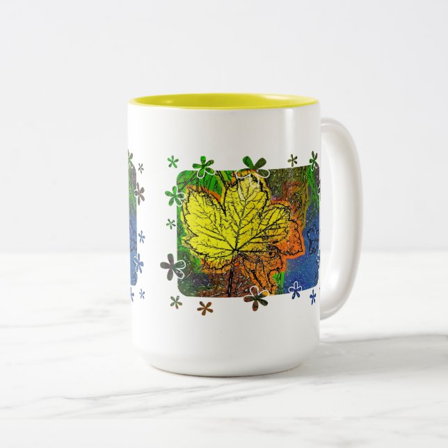 Caneca De Café Em Dois Tons OUTONO MASSA DE CAFÉ DE Dois Tons (Frente Esquerda)