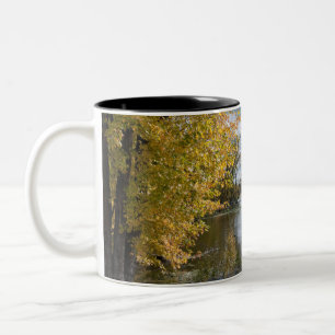 Caneca De Café Em Dois Tons Outono no Lago Negro