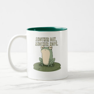 Caneca De Café Em Dois Tons Outro Dia Outro Não Sapo Mal-Humorado