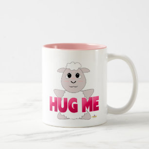 Caneca De Café Em Dois Tons Ovelha Branca, Abraçada, Me Abraçando