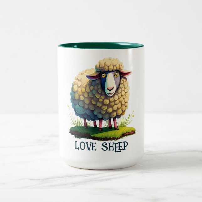 Caneca De Café Em Dois Tons Ovelha de amor (Centro)