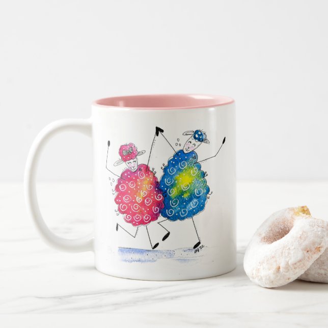 Caneca De Café Em Dois Tons Ovelha Sagrada (Com Donut)