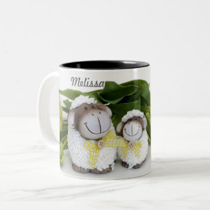 CANECA DE CAFÉ EM DOIS TONS OVINHA PERSONALIZADA ADORÁVEL NA PÁSCOA