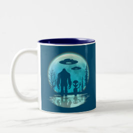 Caneca De Café Em Dois Tons OVNI de Alienígena Bigfoot