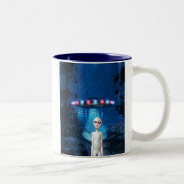 Caneca De Café Em Dois Tons OVNI Floresta Spooky Fechada Encontrar Mug