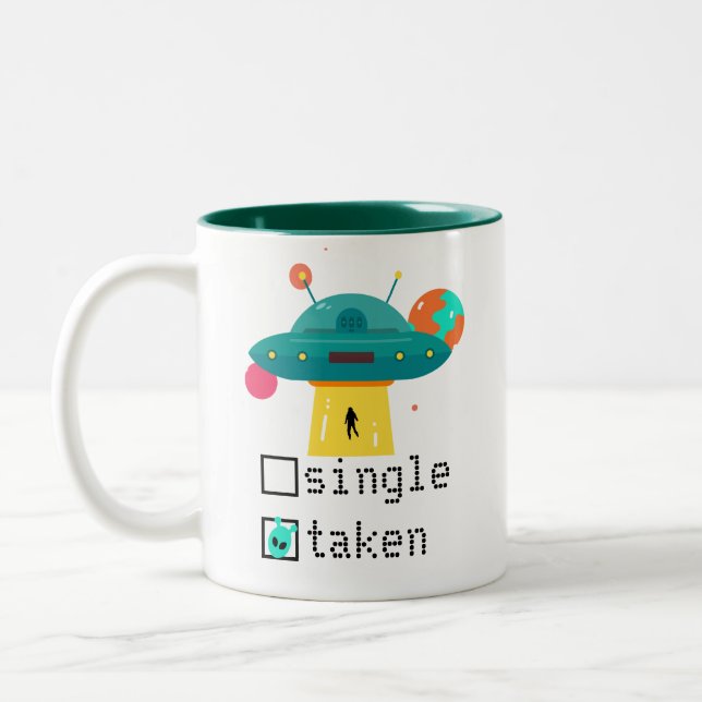 Caneca De Café Em Dois Tons OVNI personalizado do Solteiro de Namorados tirado (Esquerda)