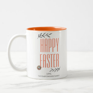 Caneca De Café Em Dois Tons Ovo de Páscoa da Família de Páscoas de Script Eleg