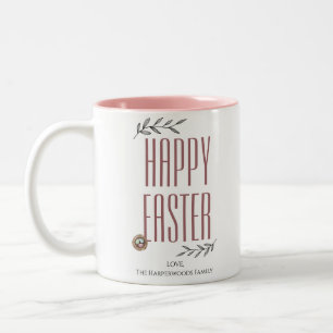 Caneca De Café Em Dois Tons Ovo de Páscoa da Família de Páscoas de Script Eleg