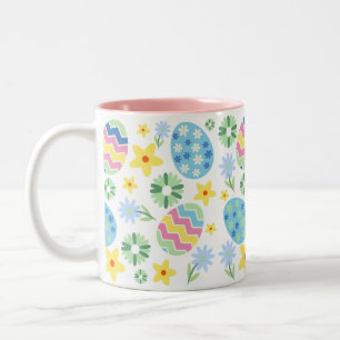 Caneca De Café Em Dois Tons Ovo de Páscoa Floral