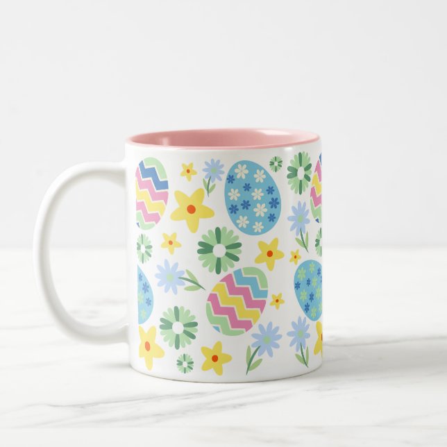 Caneca De Café Em Dois Tons Ovo de Páscoa Floral (Esquerda)