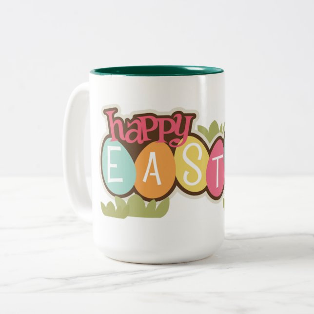 Caneca De Café Em Dois Tons Ovos de Páscoa (Frente Esquerda)