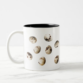 Caneca De Café Em Dois Tons Ovos De Quail Frescos Isolados Em Fundo Branco