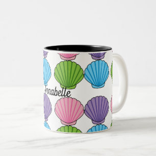 Caneca De Café Em Dois Tons Pacote de Seashell Colorido de Pastel   Adicionar 