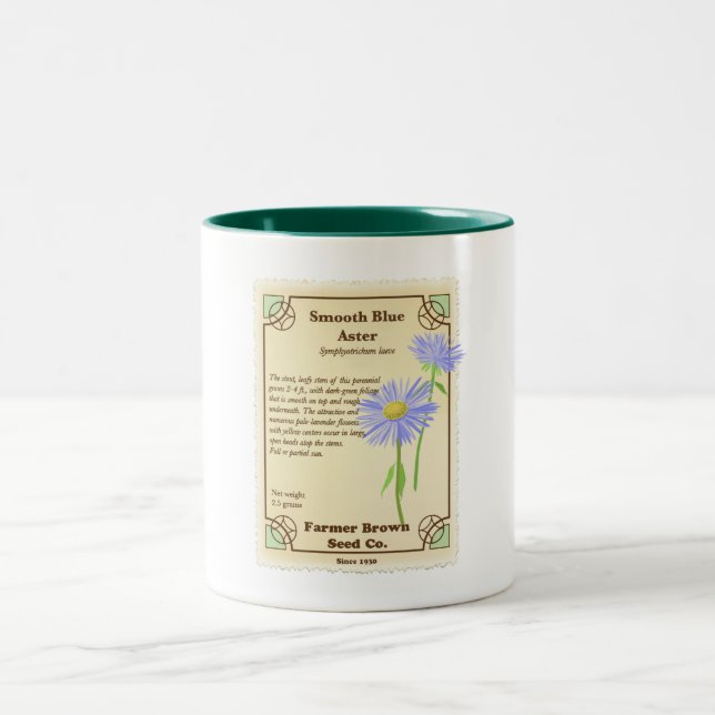 Caneca De Café Em Dois Tons Pacote de Semente Aster Azul (Centro)