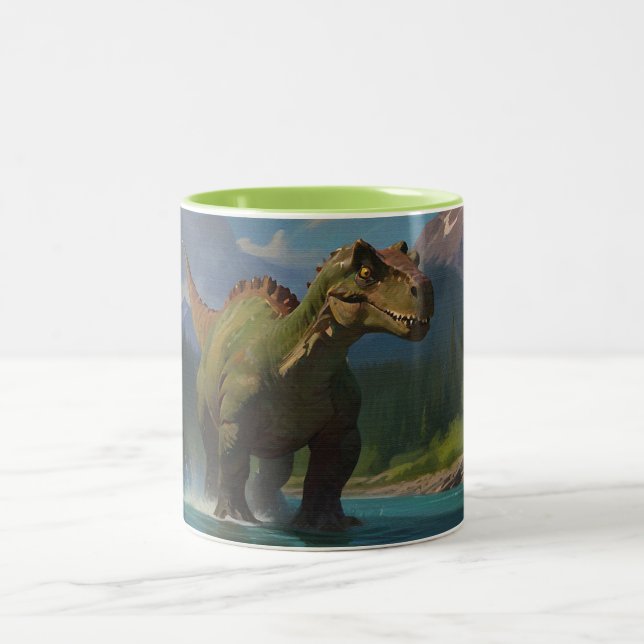Caneca De Café Em Dois Tons Paddling Brontossaurus e Riqueza (Centro)