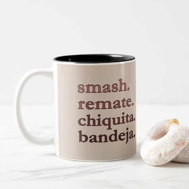 Caneca De Café Em Dois Tons Padel Coffee Mug-Personalize Word Vibes Taupe (Com Donut)