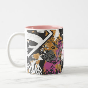 Caneca De Café Em Dois Tons Padrão 3 da Supergirl Comic Capers