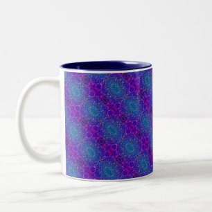 Caneca De Café Em Dois Tons Padrão abstrato de damasco cósmico