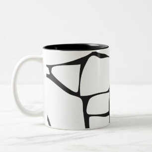 Caneca De Café Em Dois Tons Padrão Abstrato de Pedra Preto e Branco Minimalist