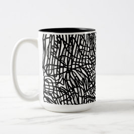 Caneca De Café Em Dois Tons Padrão abstrato preto e branco
