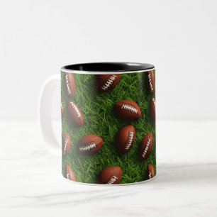 Caneca De Café Em Dois Tons Padrão Americano de Futebol sem costura
