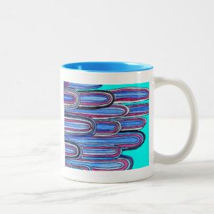 Caneca De Café Em Dois Tons Padrão azul-aquário das ondas do oceano