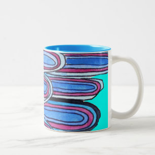 Caneca De Café Em Dois Tons Padrão azul-aquário das ondas do oceano