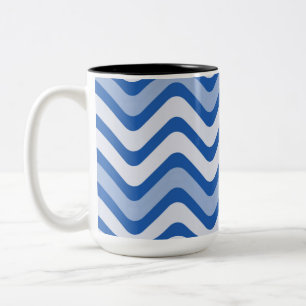 Caneca De Café Em Dois Tons Padrão Azul de Onda