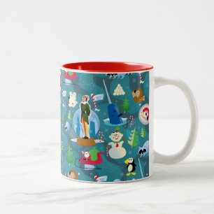 Caneca De Café Em Dois Tons Padrão Azul Turquesa do Buddy, o Elfo e Personagen