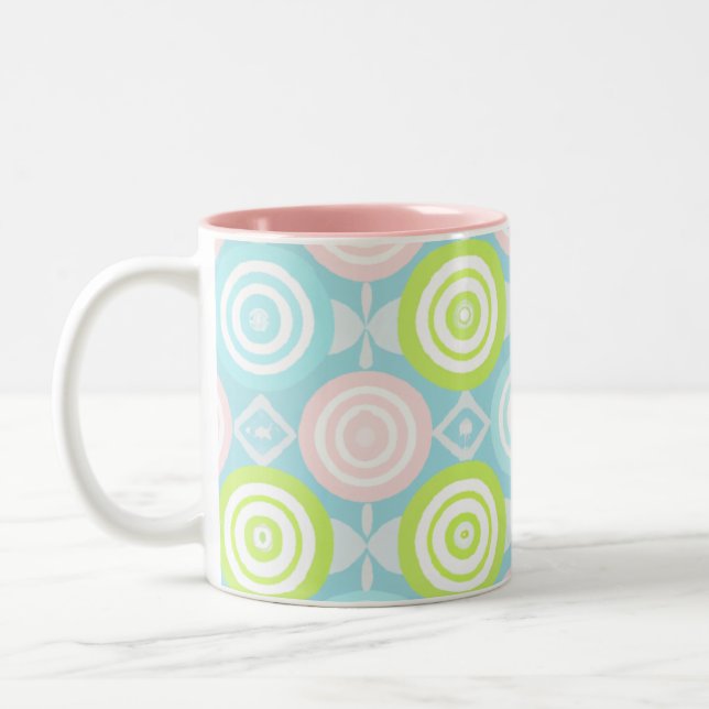 Caneca De Café Em Dois Tons Padrão Baby Boho com Círculos (Esquerda)
